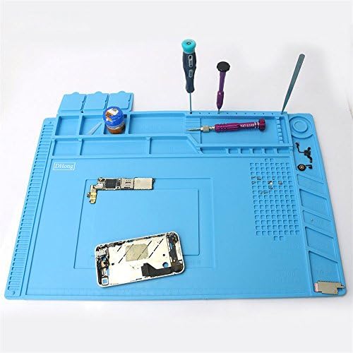 DHong Design 45x30 Centimeter Heat Insulation Silicone Pad Desk Mat Maintenance Platform For BGA Soldering Repair Station With Magnetic Section Fix Tool