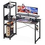 ODK Computer Desk with Storage Shelves and Monitor