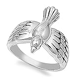 Woman's Flying Bird Ring Fashion Polished Band Rhodium Finish 21mm Size 7