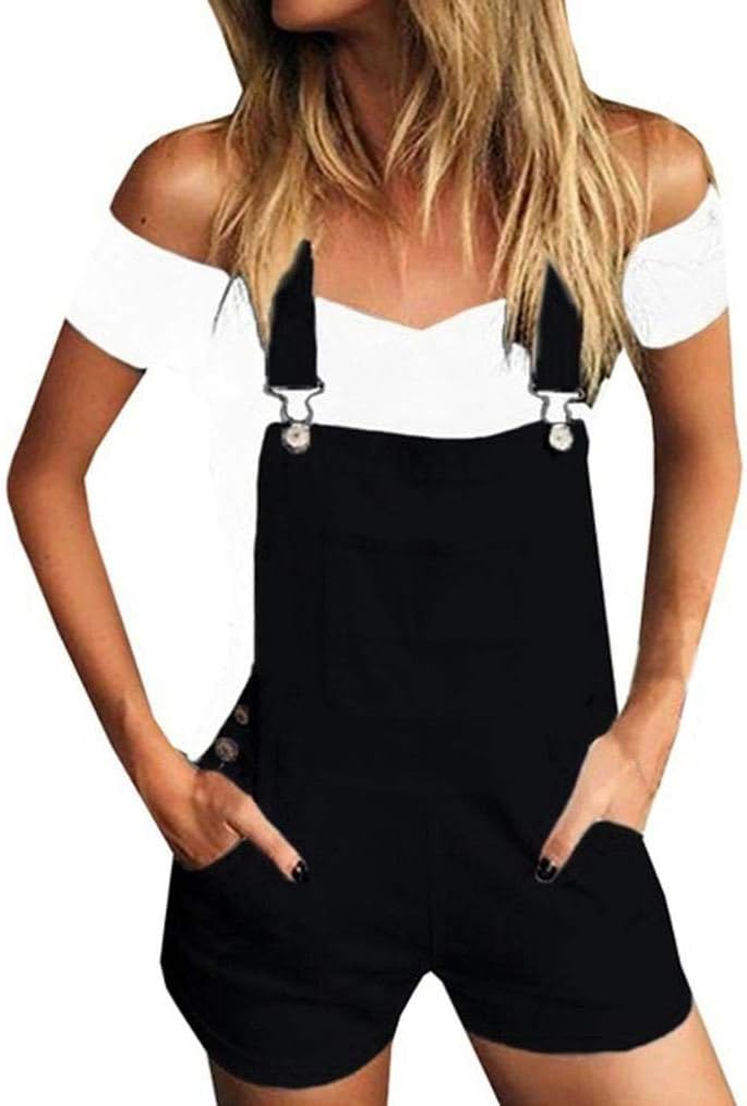 Womens Juniors Slim Fit Jeans Shortall Overalls Shorts Demin Jumpsuit Romper