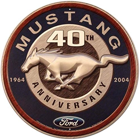 MHMH Ford Mustang 40th Anniversary 1964-2004 Round Retro Vintage Tin Sign - 12x12