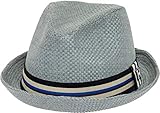 Peter Grimm Depp Fedora Hat w/ Striped Brim Size (Charcoal, L/XL)