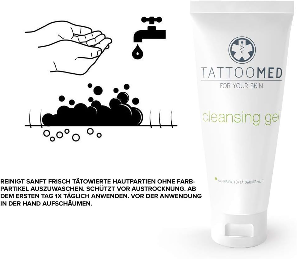 TattooMed Cleansing Gel - pH Neutral Sensitive Washing Gel for Healthy Tattoos - (1 x 25ml), Clear, 25 ml (Pack of 1) - Image 4