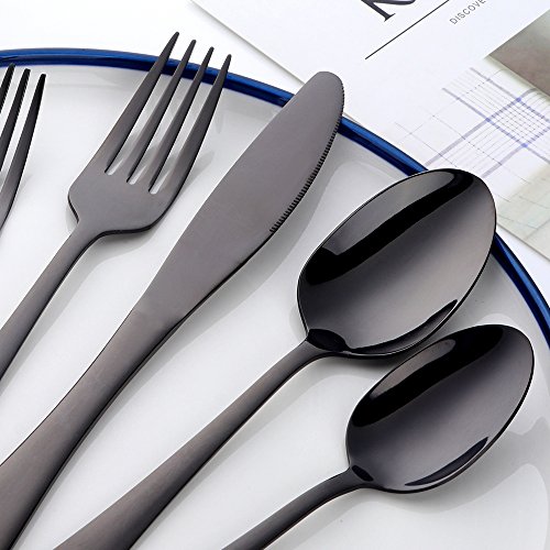 Buyer Star 20Pieces Black Stainless Steel Flatware Silverware Set, (20