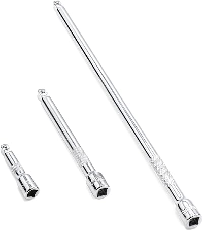 DAKCOS 1/4 Inch Drive Wobble Extension Bar Set 3pc CR-V Steel Socket Tool