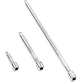 DAKCOS 3 Pieces 1/4 Inch Drive Wobble Extension Set Includes 2 4 9 Inch Extensions Premium Chrome Vanadium Steel with Mirror Finish