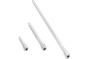 DAKCOS 3 Pieces 1/4 Inch Drive Wobble Extension Set Includes 2 4 9 Inch Extensions Premium Chrome Vanadium Steel with Mirror Finish
