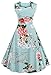 VOGVOG Women's 1950s Retro Vintage Cap Sleeve Party Swing Dress, Floral Mint Green, Medium