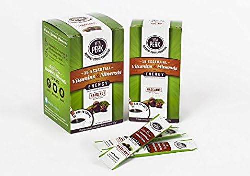 Give Your Coffee a HEALTH Kick - VitaPerk Energy Value Pack (37 stickpacks), Hazelnut, Add HEALTHY ENERGY &amp; Vitamins to Starbucks, Keurig Green Mountain, Dunkin Donuts, Folgers or your favorite coffee