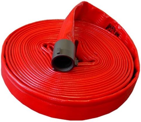 Key Fire Pro Flow Fire Hose, Red, 1-1/2" ID, 50 feet, 800 PSI Burst Pressure, M x F NST Aluminum Connectors
