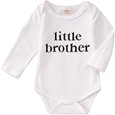 SOFEON Little Brother Onesie Bodysuit Baby Boy Long Sleeve Romper Newborn Little Bro Bodysuit Infant Sibling Outfits 0-18M