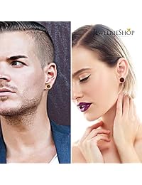 JewelrieShop - Dilatadores de madera para oreja, 2 unidades, acero inoxidable, 0.315 in, 0.394 in