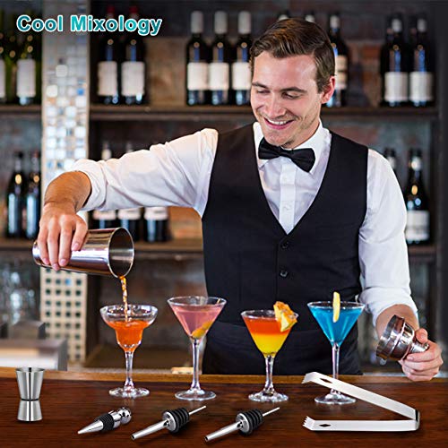 Cocktail-Set Cocktail-Shaker-Set mit Ständer, Edelstahl-Bar-Werkzeug-Set, Barkeeper-Kit mit Cocktailbuch, Heim-Bar… – Bild 8