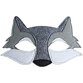 Toyvian 3PCS Wolf Mask Animals Felt Half Face Mask Costume Decor Dress Up Party Favors for Kids Wearing Grey