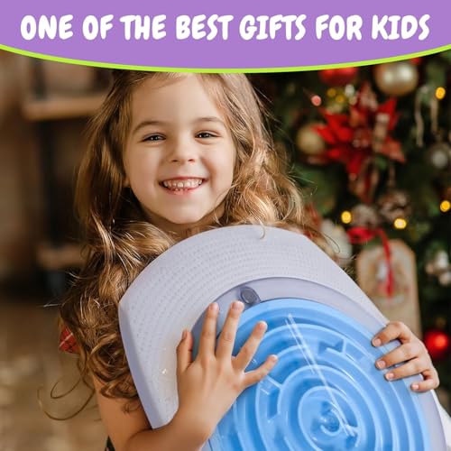 AM ANNA Balance Trainer for Kids, Maze Balance Board Wobble Board with Maze Rocking Balance Boards with 3 Replacement Labyrinth Boards and 2 Balls, Non-Slip Pedals for Sensory Training Toys