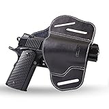 Lirisy Ultimate Leather Gun Holster | 3 Slot Open Carry OWB Belt Slide Holster | Fits 1911 Style Handgun & Full Size Pistol Glock 17 19 31 37