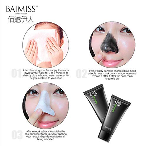 BAIMISS Nose Blackhead Remover Face Black Mask Acne Treatment Peeling Mask Suction Facial Skin Care Pore Strip Black Head Masks - Thumbnail 3