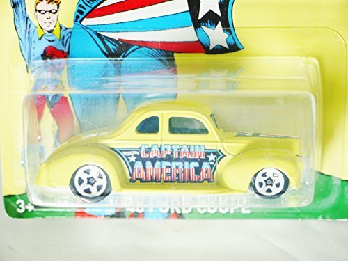 Hot Wheels MARVEL CAPTAIN AMERICA CASE No 1 - Meet Captain AMERICA - 40 FORD COUPE Yellow Diecast Car Figure