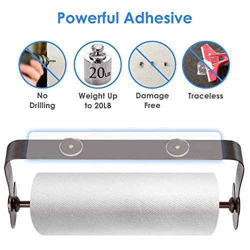 ODesign Adhesive Paper Towel Holder Under Cabinet for Kitchen Bathroom SUS 304 Stainless Steel Wall Mount No Drilling - Brown