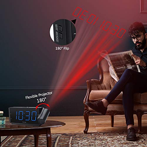 DreamSky Projection Alarm Clock Radio with USB Charging Port & FM Radio