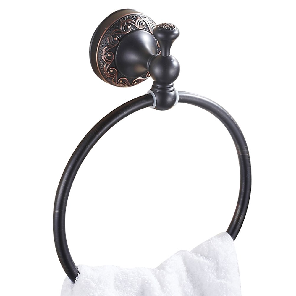 CASEWIND Towel Rail Bronze, Black Towel Holder, Bath Towel Ring Brass for Bathroom Wall Mounted Kitchen Toilet