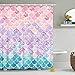 RosieLily Mermaid Scale Shower Curtain, Mermaid Shower Curtain, Ocean Themed Shower Curtain, Pink and Blue Shower Curtain, Fantasy Girls Bathroom Decor with 12 Hooks, 72''W x 72''H