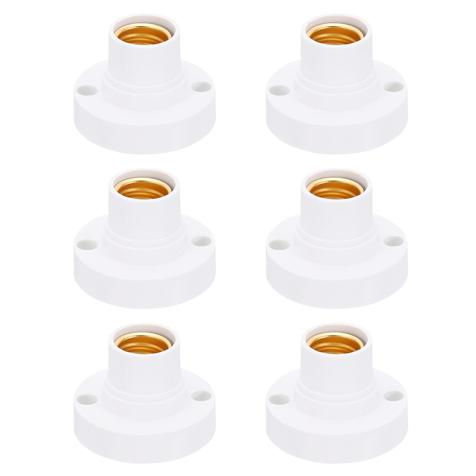 PATIKIL E14 Bulb Socket, 6pcs Round Screw Base Lamp Holder Light Replacement Bases for Halogen CFL Light Bulb, White