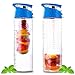 DIY Fruit Infuser Water Bottle 25 oz Detox Flip-Top Leak Proof Sport Bottle BPA-Free Tritan with Recipe Book Birthday Gifts for Women and Men - Sports, Camping (Blue)