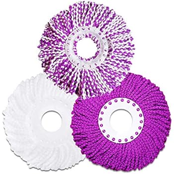 LEMNUY Microfiber Cotton Spin Mop Heads Replacement - 3 Pack Refills Compatible 360 Spinning Magic Mops - Round Shape Standard Size Multicolor Removable Easy Washings