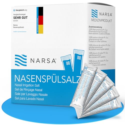 51VP0DfheVL Narsa Nasenspülsalz 120Er Pack – Vorratspackung Mit Nasensalz Für Nasendusche – Nasenspülsalz Ohne Konservierungsstoffe – 120 Beutel Mit Je 2,25G Nasenspülung-Salz – Nasendusche-Salz – Made In Germany
