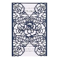 FOMTOR Laser Cut Invitations 40 Pack Navy Blue Laser Cut Invitation Card Kit with Blank Printable Paper and Envelopes for Wedding,Birthday Parties,Baby Shower,Graduation