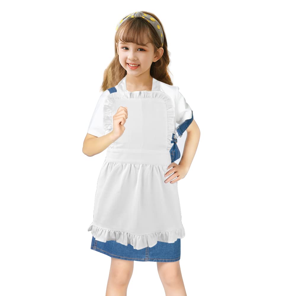 Love Potato Cotton White Apron Children Cooking Apron Princess Ruffle Apron for Kids 2-4 years old