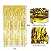 NPLUX 4PCS 3' X 8' Black and Gold Metallic Tinsel Foil Fringe Curtain for Wedding Birthday Christmas Party Decoration Backdrop