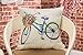 Fjfz Cotton Linen Home Decorative Bike Throw Pillow Case Cushion Cover for Sofa Couch Watercolor Retro Bicycle and Vintage Flowers, Purple, 18
