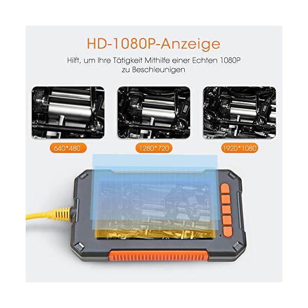 RAGU Endoskopische Kamera, IP67 1080P HD 4,3 Zoll LCD-Bildschirm Inspektionskamera mit 8 Dimmbaren LEDs 16,4 Fuß… – Bild 4