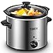 Slow Cooker 4 Quart Crock-pot and Slow Cookers, Portable Manual Slow Cooker with 3 Adjustable Temp Settings, Dishwasher-Safe Stoneware and Tempered Glass Lid, Stainless Steel Base