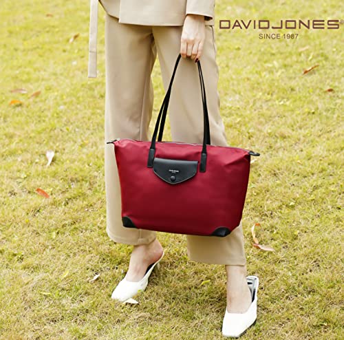 David Jones - Women's Nylon Tote Bag - Waterproof Nylon Shopper - Foldable Handbag - Shoulder Bag Large Capacity - Totalizer Shopping Bag - Travel Beach Shop Fashion, Brown Mole, Elegant