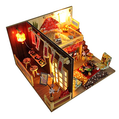 Wyd japanese sushi house model doll house diy furniture kits led …