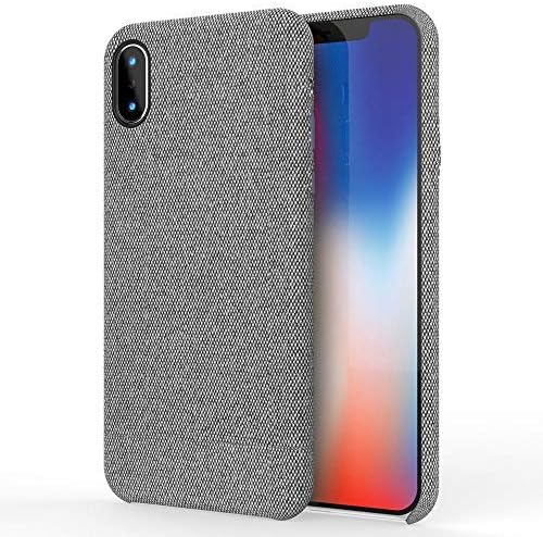 Fabric Grey Cover Protective Phone Case Supports Wireless Charging for Apple iPhone X/iPhone 10 5.8 inch (2019) (Grey, iPhone X/XS)