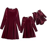 Mommy and Me Christmas Dresses Plaid Velvet Dress Xmas Holiday Party Mom Daughter Matching Outfits Photoshoot