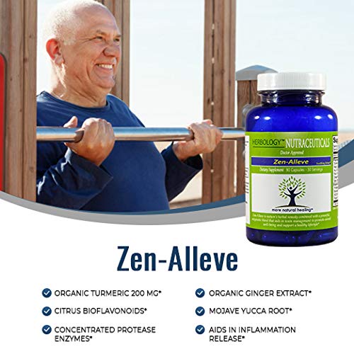 Zen-Alleve - Natural Pain Relief Joints, Osteoarthritis, Fibromyalgia - Max Bioavailability and Highest Potency Protease Enzymes, Organic Turmeric and Other Inflammation targeted Herbs. - Thumbnail 3