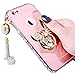 iPhone 6/6s Plus Case, AMASELL Phone Cover Ring and Luxury Bling 3D Sparkle Diamond Mirror case + Aluminum Metal Frame Bumper With Pearl Tassels Hard PC Back Cover Case 5.5 Inch, Rose Gold with bling
