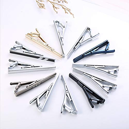 image for YADOCA 12 Pcs Mens Tie Clips Set Regular Classic Tie Bar Clip Wedding 