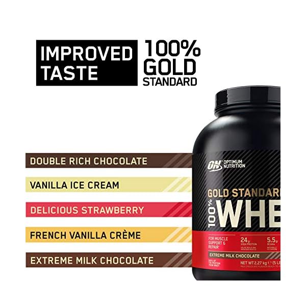 Optimum Nutrition Gold Standard Whey Muscle Building and Recovery Protein Powder With Naturally Occurring Glutamine and…