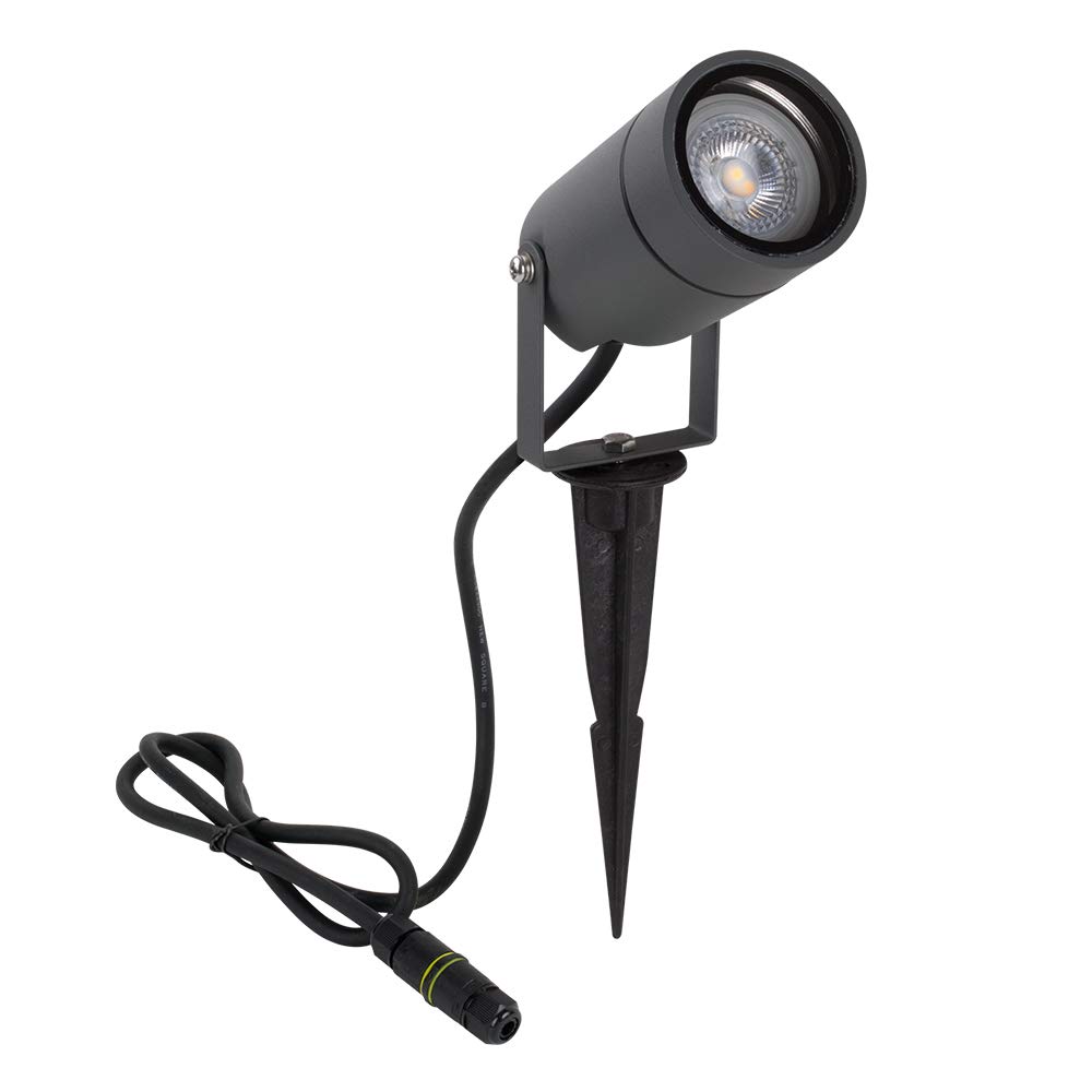 DAWALIGHT Garden Spike Light GU10 5W 3000K Warm White LED Outdoor Spot Lights Mains Powered IP65 Waterproof Adjustable Landscape Lights for Garden Path Lawn Walkway, Aluminum, Dark Grey