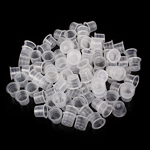 18mm Large Size Ink Cups Disposable Plastic Caps for Tattoo Art (Pack of 500)