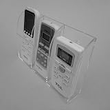 Drhomeam Wall Mounted Remote Control Holder Rack - Clear Acrylic Double Grid view 2