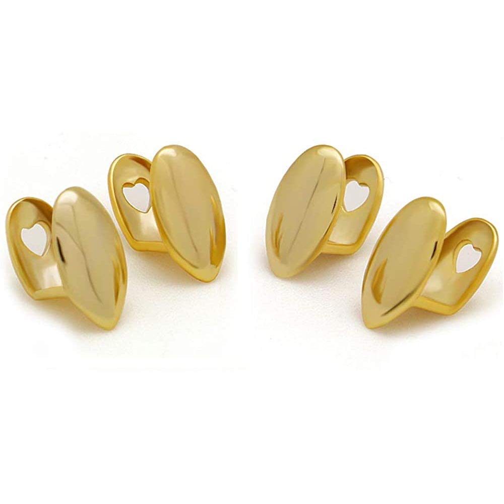 canjoyn 4 PC Vampire Dracula Single Metal Fangs Hip Hop Teeth 18K Grillz Set, metal, cubic-zirconia