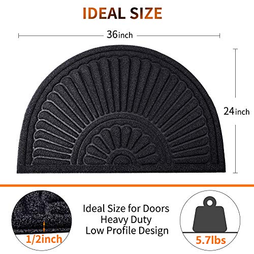 image for Mibao Half Round Door Mat, Non-Slip Welcome Entrance Way Rug, Durable 