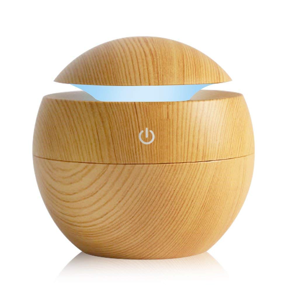 Foolzy 130mL Wood Grain Humidifier, Air Purify,Portable Ultrasonic Mini
